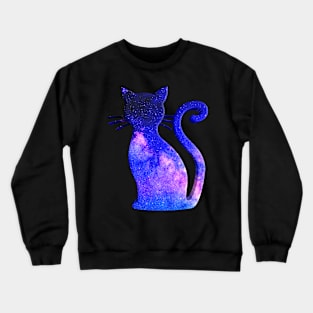 Purple Cosmic Stars Space Cat Crewneck Sweatshirt